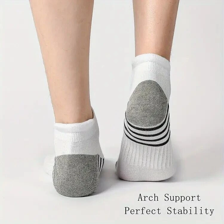 (image for) 12 Pairs Men's Stripe Ankle Socks Casual Breathable Mesh Soft Comfortable Low Cut Elastic Fitness Sports Short Sock