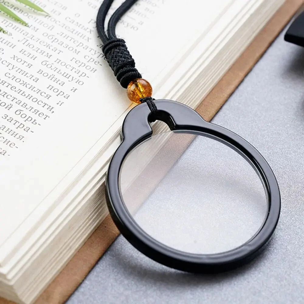 (image for) 1Pcs Lightweight Portable Hanging Neck Single Reading Glasses HD Anti-blue Light Anti-loss Hand-woven Lanyard Pendant Presbyopia Glasses