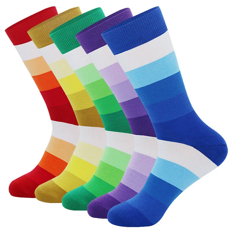5Pairs Men's Striped Colorblock Dress Socks, Comfortable Funny Novelty Crew Socks Plus Size, Sweat Absorption Anti-friction Long Cotton Socks (image for) 5Pairs Men's Striped Colorblock Dress Socks, Comfortable Funny Novelty Crew Socks Plus Size, Sweat Absorption Anti-friction Long Cotton Socks